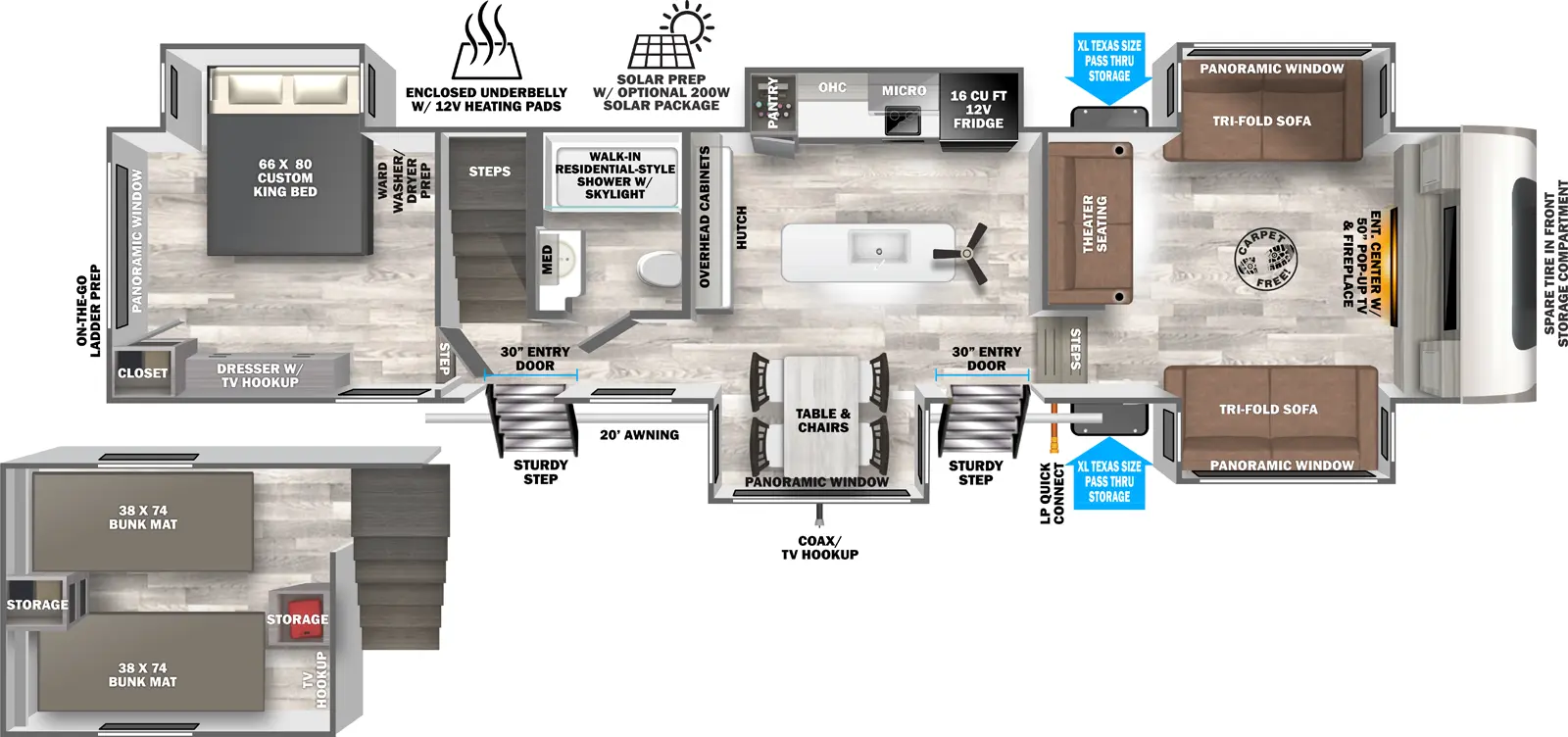 Heritage Glen Fifth Wheels 378FL Floorplan